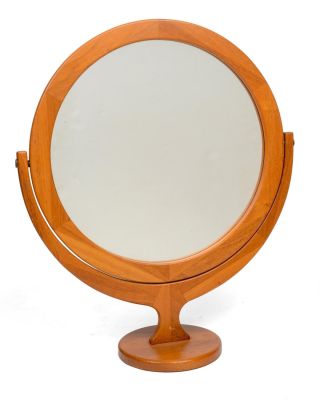 Pedersen & Hansen Round Teak Mirror. Produced in Denmark from a 1960's design, number 905 in 