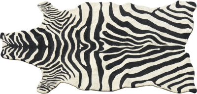 Two Animal Print Rugs. Zebra, by Loloi, 5 feet by 7 feet six inches. Leopard print, by Dash 