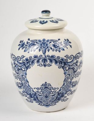 Royal Delft Lidded Jar. Height 11.25 inches.