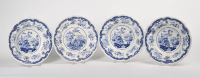 Three Ridgway Chinese Marine Soup Bowls. Diameter 10.25 inches, together with a plate in the 