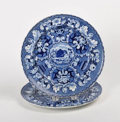 Pair of Stevenson & Williams Transferware Plates. Diameter 10.125 inches.