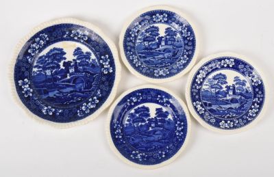 Four Copeland Spode's Tower Plates. Diameters 7.5 and 10.5 inches.