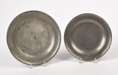 Two Townsend & Compton Pewter Plates. Diameters 7.5 and 8.625 inches.