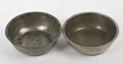 Two American Pewter Bowls. One marked VR, circa 1790, diameter of both 6 inches.