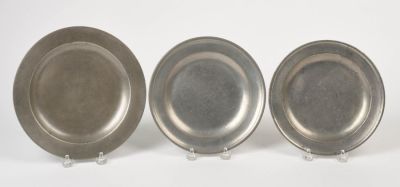Three London Pewter Plates. R. Bush &amp; Co, 1793, diameter 8 inches. Richard Yates, circa 175 