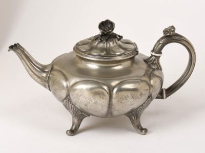 Buxton & Russell's Pewter Teapot. Circa 1885, height 6.25 inches.