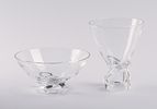 Two Steuben Swirl Design Pieces by Daniel Pollard. Diameter of bowl 7.25 inches, height of vase Image - 1