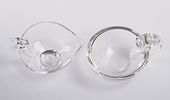 Steuben Glass Gravy Boat and Olive Bowl. Diameter of gravy boat 4.75 inches. Both in excellent Image - 2