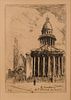 Two Small Engravings of Paris. Each image 4.5 x 3 inches, signed A.B. in plate. Framed, 11.25 x Image - 1