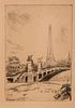 Two Small Engravings of Paris. Each image 4.5 x 3 inches, signed A.B. in plate. Framed, 11.25 x Image - 2