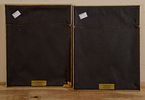 Two Small Engravings of Paris. Each image 4.5 x 3 inches, signed A.B. in plate. Framed, 11.25 x Image - 3