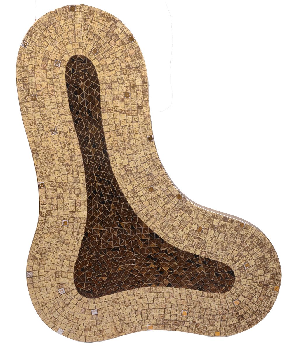Mid Century Tile Mosaic Coffee Table Top. 46 x 34.5 inches. Lacking legs, takes standard screw 