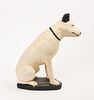 RCA Nipper Sculpture. Height 14 3/4 inches, depth 12 inches. Repaired break to ear. Some loss Image - 3