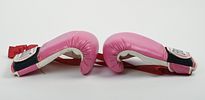 Pink Everlast Boxing Gloves. Length 11 1/4 inches. Size 12. Some drying, cracking, and scuffs.Image - 3