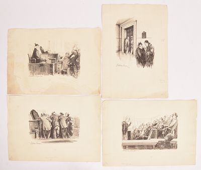 Four William Sharp Lithographs for Scribner's Magazine. Pencil signed, with margin notes. Each