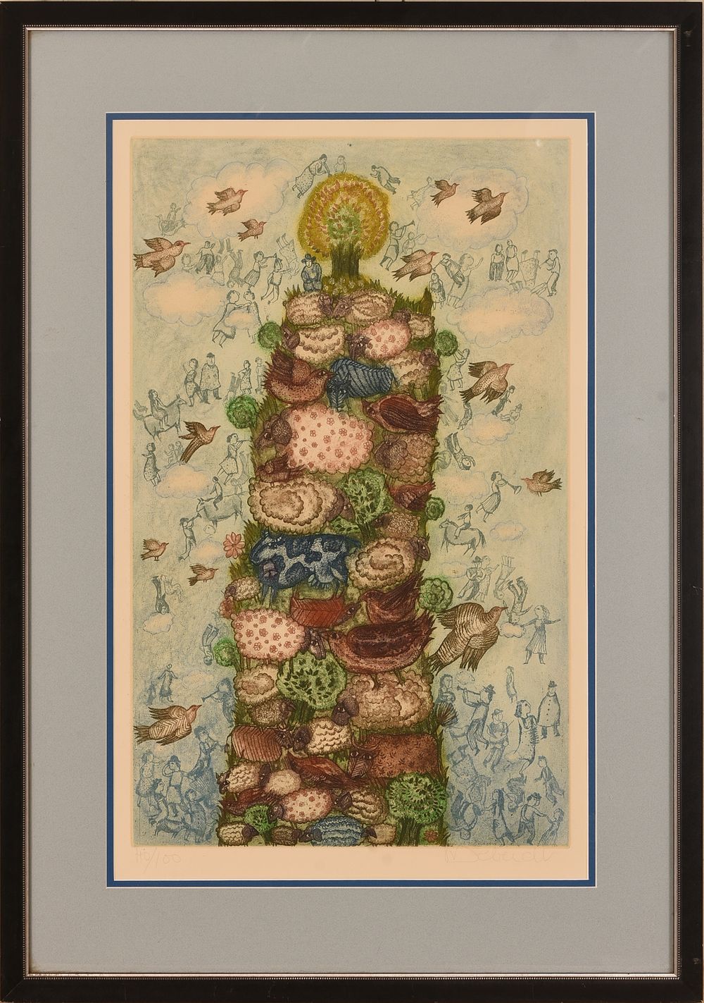 Francoise Deberdt Color Etching. (France b. 1934), Le Mont Pelote, pencil signed l.r. and 