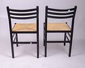 Set of Four 1970’s Italian Chairs. Black lacquered wood with rush seats, in the style of Gio Image - 3