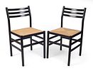 Set of Four 1970’s Italian Chairs. Black lacquered wood with rush seats, in the style of Gio Image - 5