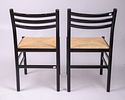 Set of Four 1970’s Italian Chairs. Black lacquered wood with rush seats, in the style of Gio Image - 7
