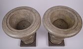 Pair of Trompe L'Oeil Hand Painted Urns. Height 24 inches, resin with metal inserts, excellent Image - 3