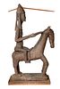African Dogon Warrior Sculpture. Height 77 inches, length 44.75 inches, width 18 inches. Spear Image - 2