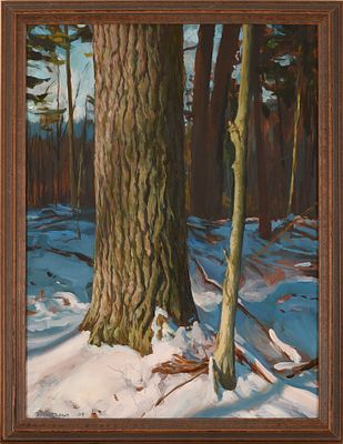 P. Matthews. Old and Young Alike. Framed oil on board, signed and dated 2004 lower left, signed