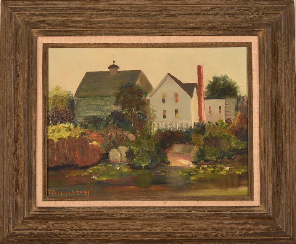 Mary Lou Wragg. Mauship Quarry, Rockport, Mass. Framed oil on board, signed lower left, titled 