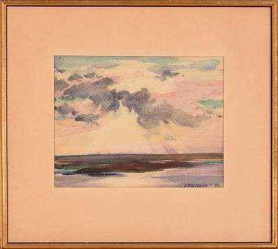 Frederic Whitaker (1891 - 1980). Sunset. Framed watercolor on paper, signed and dated 1942