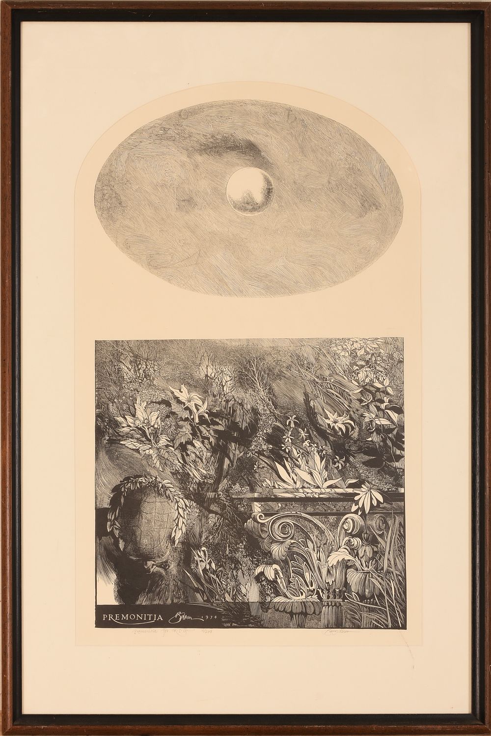 Barry Moser (Born 1940). Premonitia. Framed etching on paper, pencil signed and numbered 4/200. 