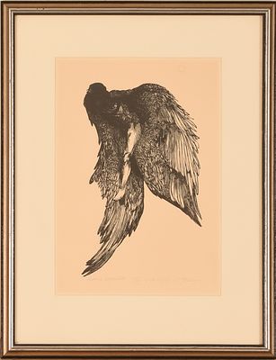 Barry Moser (Born 1940). Icarus Agonistes. Framed woodblock print on paper, pencil signed and