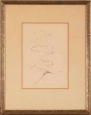 Studies after Mantegna. Framed graphite pencil, signed and dated 1972 in pencil. 8.25 x 6