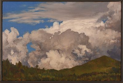 P. Matthews. Cloud Change Over Chase. Oil on canvas, signed and dated 1997 on verso. Stretcher