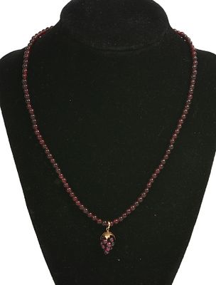Bohemian Czech Glass Bead Grape Cluster Necklace. Length 16 inches.