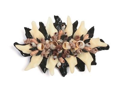 Vintage Seashell Brooch. 3 x 2 inches.