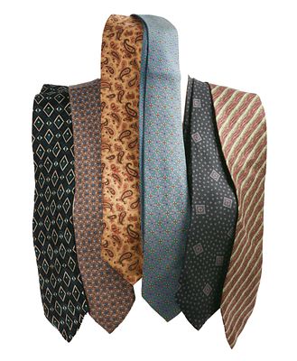 Six Designer Silk Ties. Two Hermes, Ermenegildo Zegna, Geoffrey Beene, Armani and Cole Haan. 