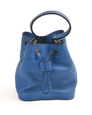 Tory Burch Blue Leather Bucket Bag. Like new condition, height 8 inches.