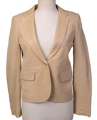 Vintage Gucci Tan Leather Blazer, Size S. Very good condition, width across shoulders 14.5 