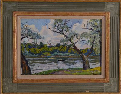 Impressionist Landscape. Oil on canvas, 10 x 14 inches, signed lower right. Framed, 15 x 19 