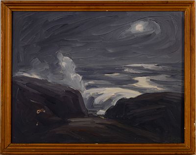Frederick J. Ilsley Moonlit Seascape. (Maine 1855-1933), oil on canvas, 17 x 22 inches, signed 