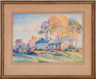Francis O Libby Watercolor. (Maine 1883-1961), Maine Homestead, watercolor on paper, 14.75 x 21 