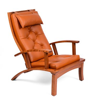 Thomas Moser Cherry Lolling Chair. Height 38 inches, width 28 inches, depth 33 inches. Good 