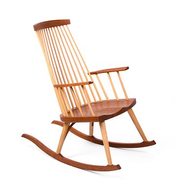 Thomas Moser New Gloucester Rocking Chair in Cherry. Height 39 inches, width 23 inches, depth 