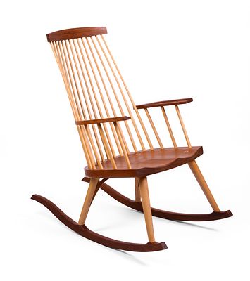 Thomas Moser New Gloucester Rocking Chair in Cherry. Height 39 inches, width 23 inches, depth 