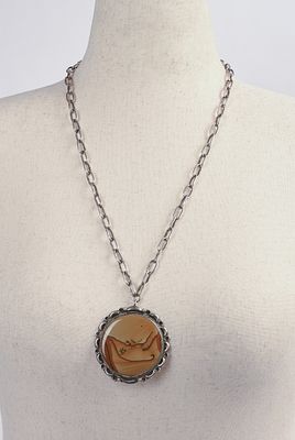 Navajo Sterling Necklace With Large Jasper Pendant. Length of necklace 24 inches, diameter of 