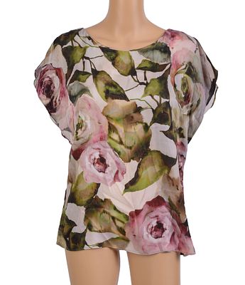 Escada Floral Blouse. Size 38. One very small stain on front. From the collection of Jane Morgan.