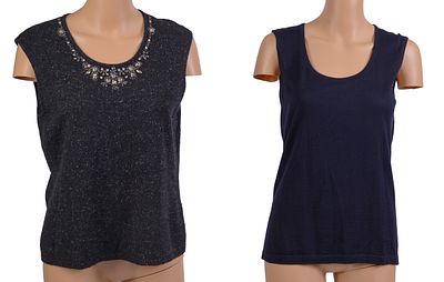Four Escada Tops. Sizes M, 36 and 40. Good condition. From the collection of Jane Morgan.