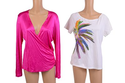 Four Escada Tops. Sizes M, 40 and 42. Good condition. From the collection of Jane Morgan.
