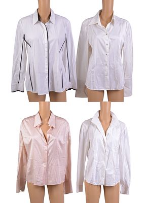 Four Escada Blouses. Sizes 38 and 42. Some small stains. From the collection of Jane Morgan.