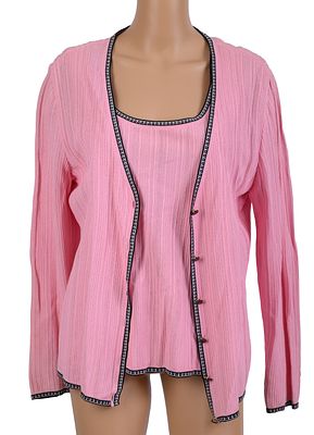 Escada Pink Sweater and Camisole. Size 42. Small tear to sweater, small stain on camisole. From 