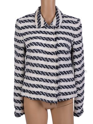 Escada Black and White Boucle Blazer. Size 38. Good condition. From the collection of Jane Morgan.